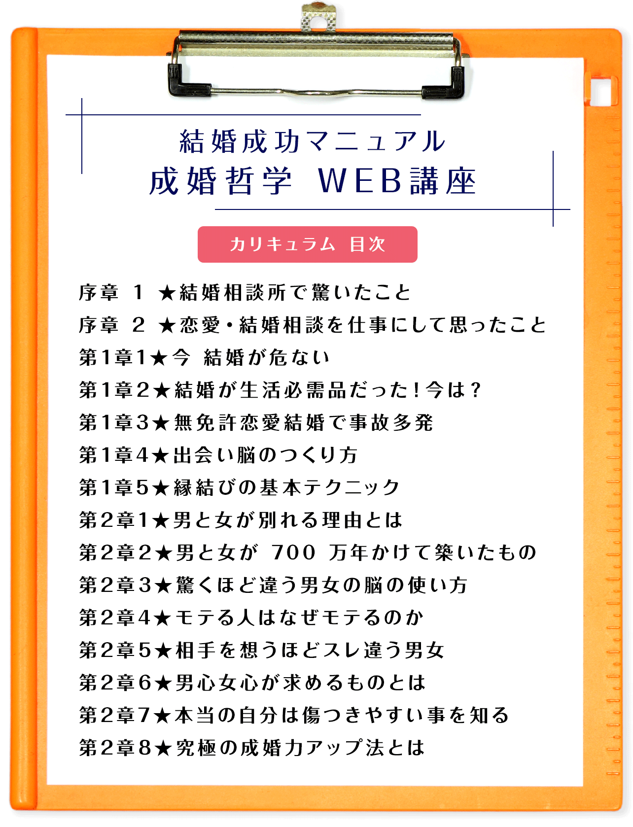 結婚成功マニュアル成婚哲学 WEB講座 カリキュラム 目次
